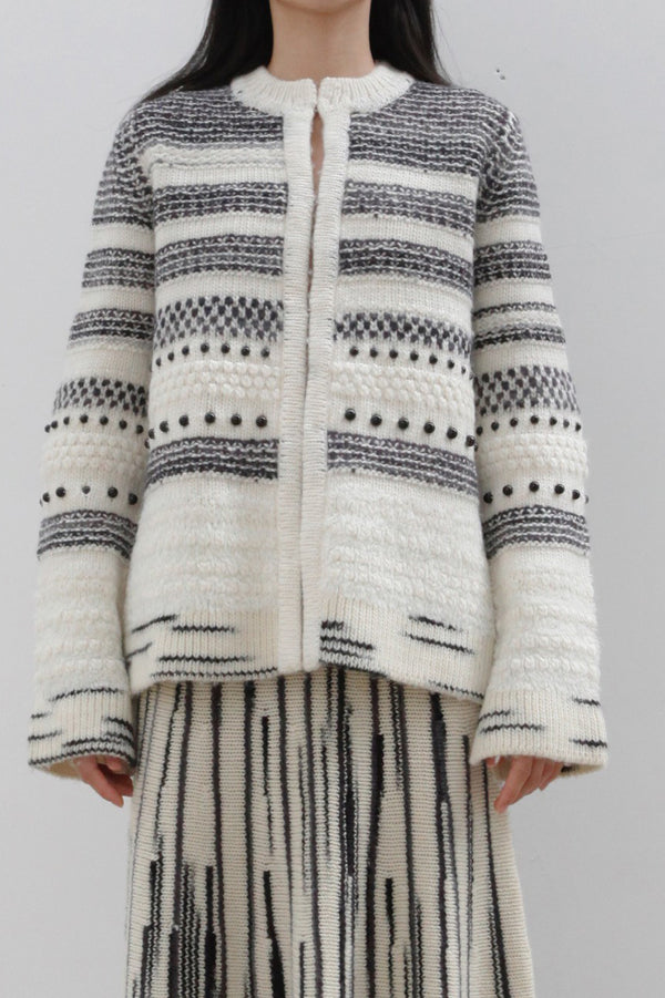 SWAYING/KNIT Beaded Pendant Jacket SW22AW1T94 White/Black Brown